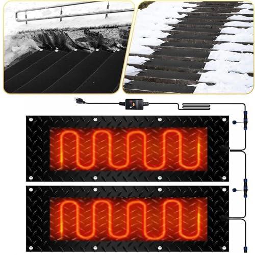 Schneeschmelzmatte – rutschfeste Gummi-Außenmatte for den Winter – 360 W Anti-Rutsch-Decke for Treppen, Türen, Dächer(25.4x120cmx2Pcs) von TRFVDVERD