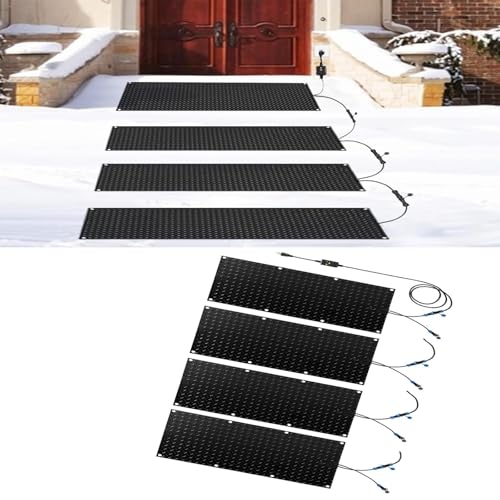 Schneeschmelzmatten – Elektrische Außenmatten zur Schneeräumung im Winter – Rutschfeste Gummimatten for Treppen, Dächer, Einfahrten(30x150cmx4Pcs) von TRFVDVERD