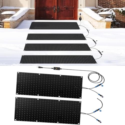 Schneeschmelzmatten – Elektrische Außenmatten zur Schneeräumung im Winter – Rutschfeste Gummimatten for Treppen, Dächer, Einfahrten(30x90cmx2Pcs) von TRFVDVERD