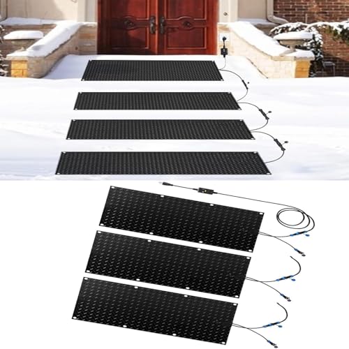 Schneeschmelzmatten – Elektrische Außenmatten zur Schneeräumung im Winter – Rutschfeste Gummimatten for Treppen, Dächer, Einfahrten(40x60cmx3Pcs) von TRFVDVERD