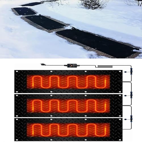 Schneeschmelzmatten for Einfahrten, Treppen – Schmelzgeschwindigkeit 2 Zoll/Stunde, Netzkabel und Anschlüsse (5 Stück, 40 x 200 cm)(25.4x76.2cmx3Pcs) von TRFVDVERD