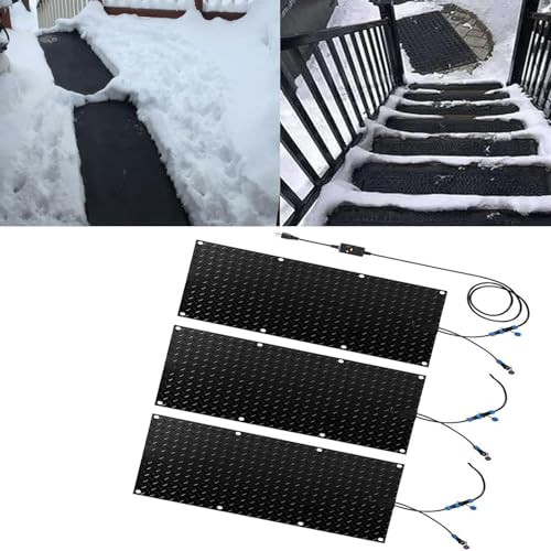Schneeschmelzmatten for Gehwege im Freien – rutschfeste Wintermatten for Stufen, Türen und Dächer (3 Stück 10 x 48 Zoll)(25.4x120cmx3Pcs) von TRFVDVERD