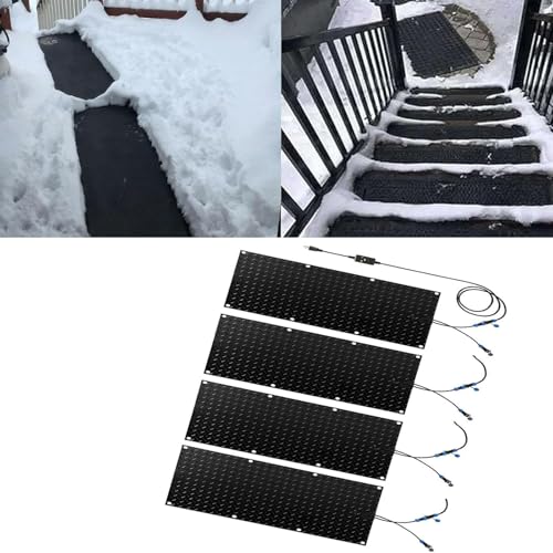 Schneeschmelzmatten for Gehwege im Freien – rutschfeste Wintermatten for Stufen, Türen und Dächer (3 Stück 10 x 48 Zoll)(25.4x120cmx4Pcs) von TRFVDVERD
