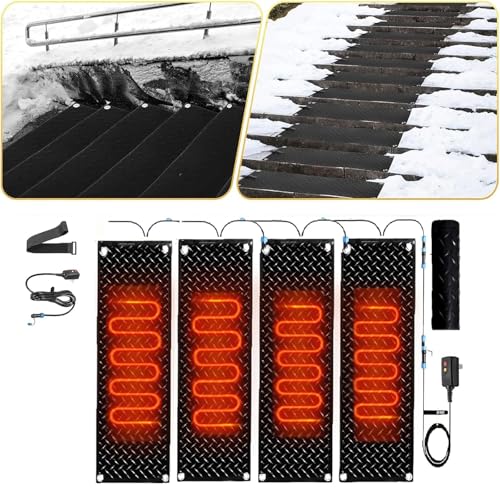 Schneeschmelzmatten for den Außenbereich – Effiziente Schnee- und Eisentfernung for Treppen, Türen und Wege(30x90cmx4Pcs) von TRFVDVERD