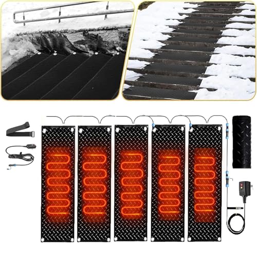 Schneeschmelzmatten for den Außenbereich – Effiziente Schnee- und Eisentfernung for Treppen, Türen und Wege(40x60cmx5Pcs) von TRFVDVERD