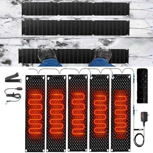 Schneeschmelzmatten for den Außenbereich – Elektrische Schnee- und Eisschmelzmatten for sichere Gehwege und Treppen im Winter (2 Stück, 30 x 150 cm)(25.4x90cmx5Pcs) von TRFVDVERD