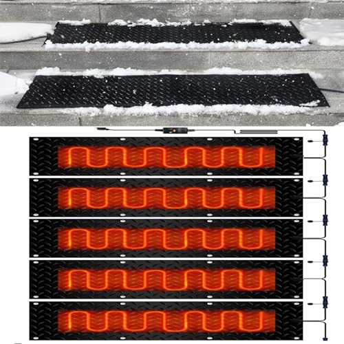 Schneeschmelzmatten for den Außenbereich mit Netzkabel – Eisschmelzmatte for Einfahrten, Gehwege, Treppen und Türen(40x200cmx5Pcs) von TRFVDVERD