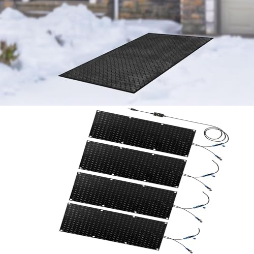 Schneeschmelzmatten for den Außenbereich – rutschfeste Gummi-Gehwegmatten mit Netzkabel for sichere Navigation im Winter(30x60cmx4Pcs) von TRFVDVERD