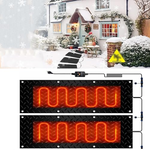 Schneeschmelzmatten – rutschfest, wasserdicht und einfach zu installieren – Schmelzgeschwindigkeit 2 Zoll/h, mit Netzkabel und Anschluss(25.4x76.2cmx2Pcs) von TRFVDVERD
