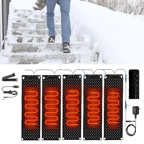 Schneeschmelzmatten – rutschfeste Eingangsmatten aus Gummi for den Außenbereich – 360 W Schnee- und Eisschmelzgerät mit Netzkabel(40x200cmx5Pcs) von TRFVDVERD