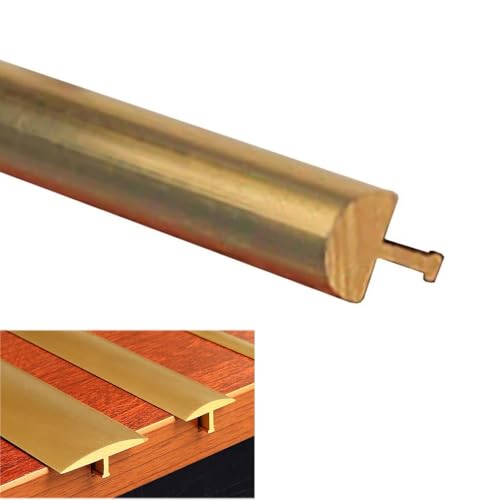 TRFVDVERD Langlebige Bodenübergangsleiste aus Messing | T-Formteil | Zuschneidbare Vinyl-Holz-Teppichkantenleiste zur Nahtabdeckung und Spaltverbindung in Türöffnungen(Wide 5mm (0.2")) von TRFVDVERD