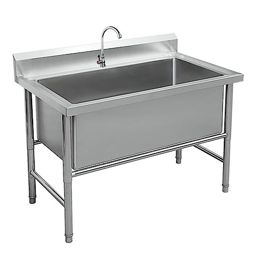 LBONG Spültisch Edelstahl 1 Becken, Küchenspüle Edelstahlspüle Profi-Spüle Spüle mit Armatur,Edelstahl Gastro Spüle für Bar Küche Restaurant(120X70X80cm/47.2X27.5X31.4in) von TRGCJGH