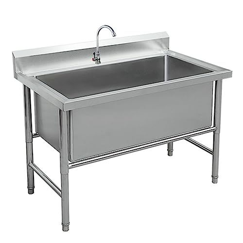 LBONG Spültisch Edelstahl 1 Becken, Küchenspüle Edelstahlspüle Profi-Spüle Spüle mit Armatur,Edelstahl Gastro Spüle für Bar Küche Restaurant(80X60X80cm/31.4X23.6X31.4in) von TRGCJGH