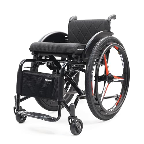 TRGCJGH Aluminium Klapprollstuhl, Ultraleichter Transportrollstühle Faltbar für Erwachsene, Selbstantrieb, klappbare Fußstützen, Reiserollstuhl(Size:16.5in Seat Width,Color:Everyday Style) von TRGCJGH