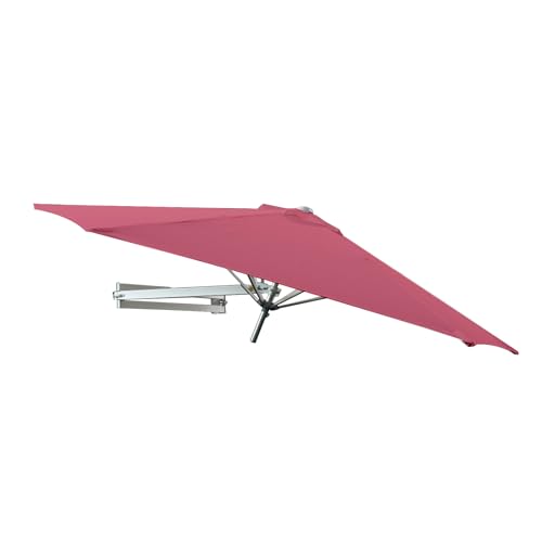 TRGCJGH Sonnenschirm Wandmontage, Aluminium Balkonschirm,Terrassenschirm Gartenschirm, Neigbar Wasserabweisend (2.2m(7.2ft),Burgundy) von TRGCJGH