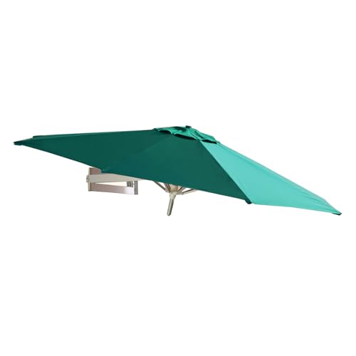 TRGCJGH Wandhalterung Sonnenschirm Balkon Gartenschirm Terrassenschirm mit Ständer, Aluminium, 280 g/m² kippbar, Balkonschirm(2.2m(7.2ft),Dark Green) von TRGCJGH