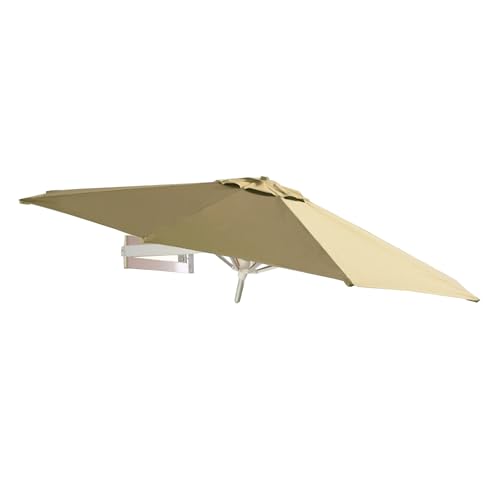 TRGCJGH Wandhalterung Sonnenschirm Balkon Gartenschirm Terrassenschirm mit Ständer, Aluminium, 280 g/m² kippbar, Balkonschirm(2.2m(7.2ft),Khaki) von TRGCJGH