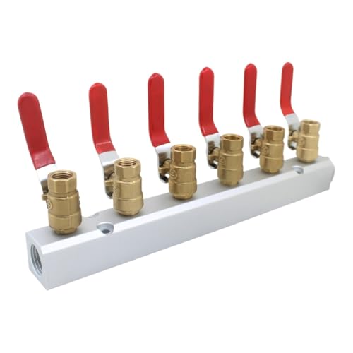 1/2 1/4 Innengewinde Verteiler Kugelhahn Luftverteiler Aluminium Pneumatischer Blockverteiler(Without ball valve,9-way) von TRGYJGKF