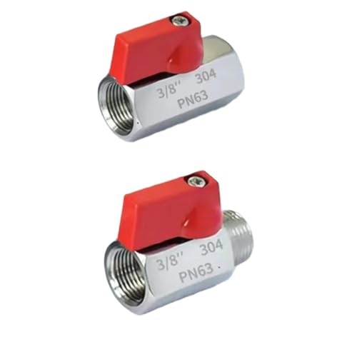 TRGYJGKF Red Handle 1/8 1/4 3/8 1/2 BSP Female Male 304 Stainless Steel Sanitary Mini Ball Valve Homebrew Food Grade(1l2 BSP F-M) von TRGYJGKF
