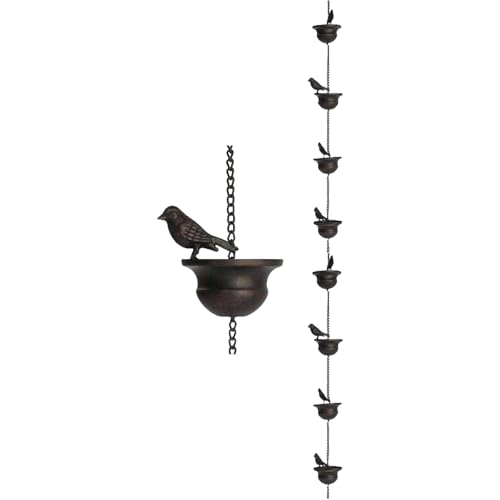 TRHEEE Vintage Trend Regenwasserfangkette mit Kolibri für den Außenbereich, Fallrohr, Gartenhaus, Dekoration von TRHEEE