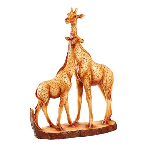 TRI Deko-Giraffen, Dekofigur, Tierfigur, exotische Tierwelt, Giraffenfamilie, Deko Afrika, Struktur in Holzoptik, Natur, Dekoration, Kunststein, braun von TRI