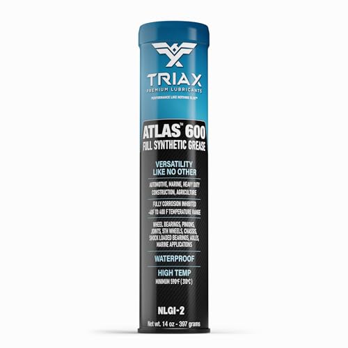 TRIAX Atlas 600 Blau Vollsynthetisches Fett, Hochtemperatur -40°C bis + 232°C, NLGI-2, Wälzlager/Radlager, Langzeit Fett, Wasserdicht/Marine, Höhe Haftung, Hochleistungs Fett (1 Kartusche) von TRIAX