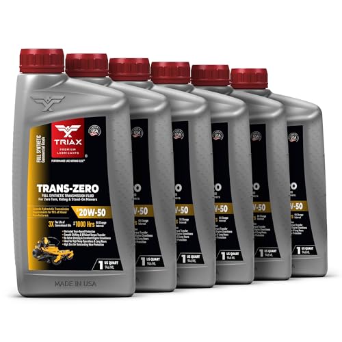 TRIAX Trans Zero 20W-50 Vollsynthetisches Hydrostatisches Getriebeöl für Zero-Turn Mäher, Rasenmäher, Aufsitzmäher, Cub Cadet. Getriebe-, Hydraulik- und Achsenöl (6x1 Quart) von TRIAX