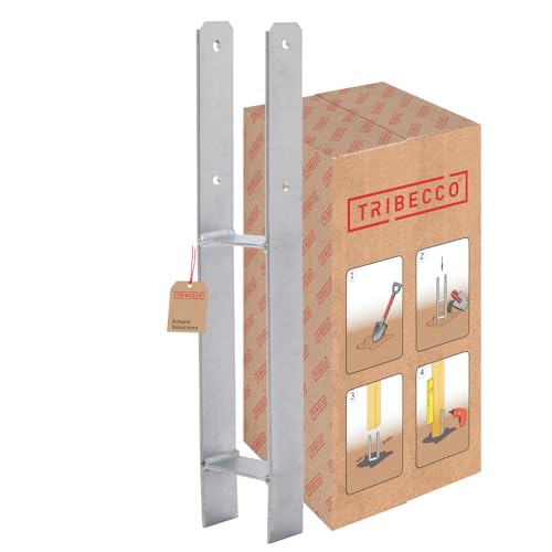 TRIBECCO H-Pfostenträger zum Einbetonieren (101 x 101/600) feuerverzinkt, Gesamthöhe: 600 mm, Materialstärke: 5 mm, lichte Breite: 90 mm Flachstahl H-Betonanker für schwere Holzkonstruktionen von TRIBECCO