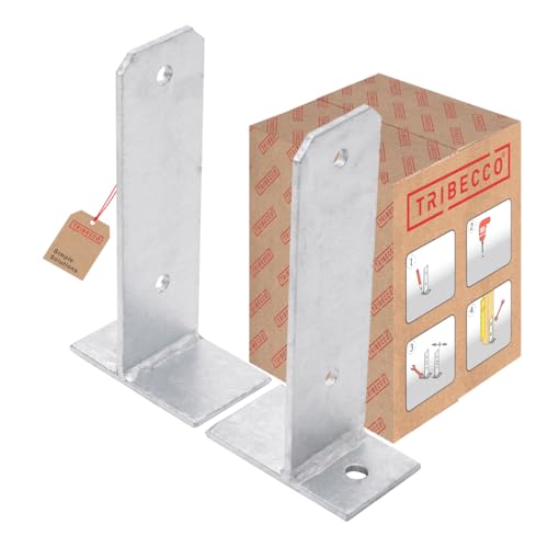 TRIBECCO® U-Pfostenträger Verstellbar U-Form zum Aufdübeln Bodenplatte Vierkantholzpfosten Pfostenträger Anker Feuerverzinkt (verstellbar) von TRIBECCO