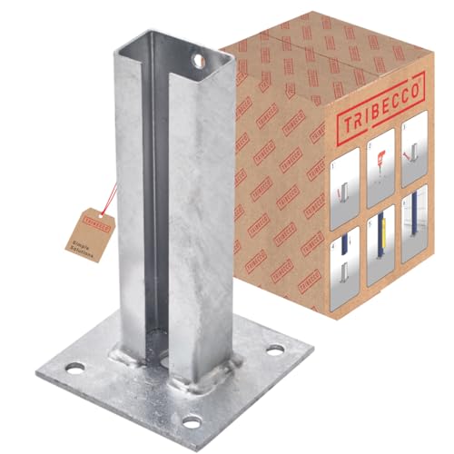 TRIBECCO Dübelplatte mit Zaunfuß Post Anchor 60 x 40 mm Post Shoe Fence Post Double Rod Double Post Dowel Plate Post Anchor Screw-On Base Plate Mesh Mats Feuerverzinkt TRIBECCO Dübelplatte mit Zaunfuß Post Anchor 60 x 40 mm Post Shoe Fence Post Double Rod Double Post Dowel Plate Post Anchor Screw-On Base Plate Mesh Mats Feuerverzinkt von TRIBECCO