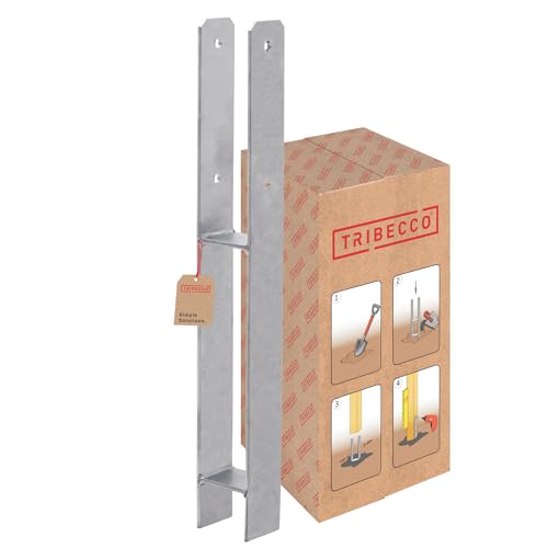 TRIBECCO H-Pfostenträger zum Einbetonieren Gesamthöhe: 600 mm, Materialstärke: 5 mm, lichte Breite: 70 mm H-Pfostenschuh aus feuerverzinktem Flachstahl H-Betonanker für schwere Holzkonstruktionen von TRIBECCO