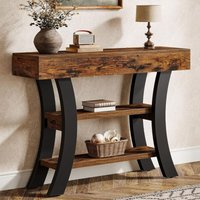 Tribesigns 105cm Kleiner Konsolentisch für den Eingangsbereich, 3-stöckiger rustikaler Sofatisch mit Ablagen und gebogenem Rahmen für Wohnzimmer, Tribesigns 105cm Kleiner Konsolentisch für den Eingangsbereich, 3-stöckiger rustikaler Sofatisch mit Ablagen und gebogenem Rahmen für Wohnzimmer, von TRIBESIGNS