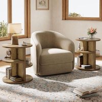 Tribesigns - 2er-Set Runder Beistelltisch Couch, Couchtisch, 60×60×65cm 3-Etagen-Tisch mit Ablage, Landhaus Nachttisch für Wohnzimmer Schlafzimmer, von TRIBESIGNS