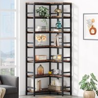 Tribesigns - 7 Ebenen Eck-Bücherregal, 200cm hohes Bücherregal, industrielles großes Eckregal, Lagerregal, Aufbewahrungsregal mit Metallrahmen für von TRIBESIGNS