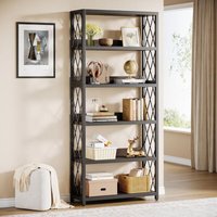 Tribesigns Bücherregal mit 5 Ebenen, hohes Standregal, Bücherregal Holz, offenes Ausstellungsregal mit Metallrahmen für Wohnzimmer, Heimbüro, Tribesigns Bücherregal mit 5 Ebenen, hohes Standregal, Bücherregal Holz, offenes Ausstellungsregal mit Metallrahmen für Wohnzimmer, Heimbüro, von TRIBESIGNS