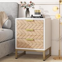 Tribesigns - Nachttisch mit 3 Schubladen, Nachttisch mit einzigartigem Zickzack Design, moderner Beistelltisch für Schlafzimmer und Wohnzimmer, Weiß von TRIBESIGNS