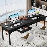 Tribesigns - Schreibtisch Computertisch 200 x 60 x 82 cm, Doppelter Langer Schreibtisch mit 2 Schubladen, pc Tisch Bürotisch Arbeitstisch Esstisch von TRIBESIGNS