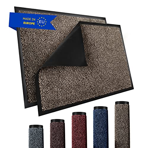 TRIBURG® Fußmatte 40x60 Beige Schwarz - Schmutzfangmatte 40 x 60 wetterfest, wasserfest, waschbar - Fußmatte außen/innen -rutschfeste Fussmatte Aussenbereich und Innenbereich von TRIBURG