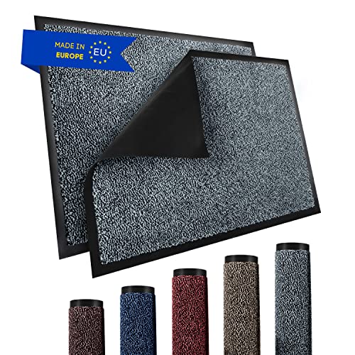 TRIBURG® Fußmatte 60x90 Anthrazit Schwarz - Schmutzfangmatte 60 x 90 wetterfest, wasserfest, waschbar - Fußmatte außen/innen -rutschfeste Fussmatte Aussenbereich und Innenbereich von TRIBURG