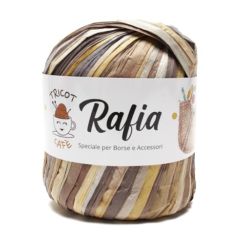 Rafia by Tricot Cafè – Natürliches Raffiagarn, ideal für gehäkelte Taschen und DIY-Accessoires. 100% Viskose aus Holzfaser. Nadeln/Häkelnadel: 4.00/6.00 mm – Gewicht: 50 g – Meliert Braun 2 Rafia by Tricot Cafè – Natürliches Raffiagarn, ideal für gehäkelte Taschen und DIY-Accessoires. 100% Viskose aus Holzfaser. Nadeln/Häkelnadel: 4.00/6.00 mm – Gewicht: 50 g – Meliert Braun 2 von TRICOT CAFE'