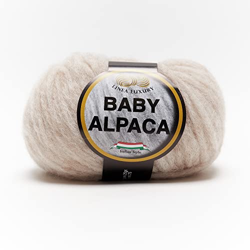 Tricot Cafè – Baby Alpaca – hochwertiges Garn Baby Alpaca und Merinos Extra feine Wolle – ideal zum Stricken mit Nadeln / Häkelnadeln: 8.00/10.00 – 25 g Beige 7 von TRICOT CAFE'
