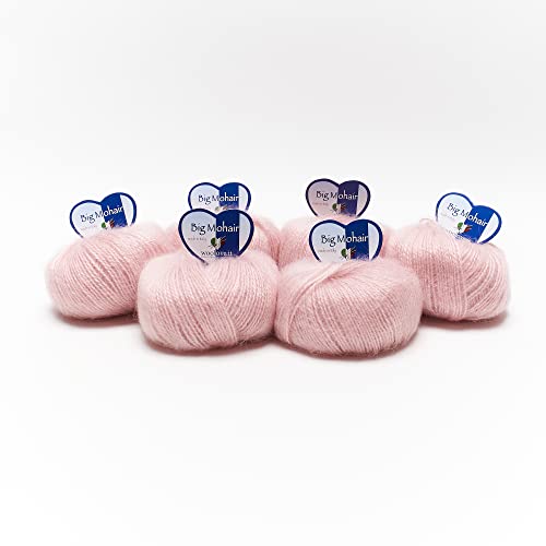 Tricot Cafè – Big Mohair – Wollmischgarn ideal für die Herstellung von Baby- und Kinderkleidung für Nadeln/Häkelnadeln: 5.00/6.00 – 25 g/cad Antikrosa 148 von TRICOT CAFE'