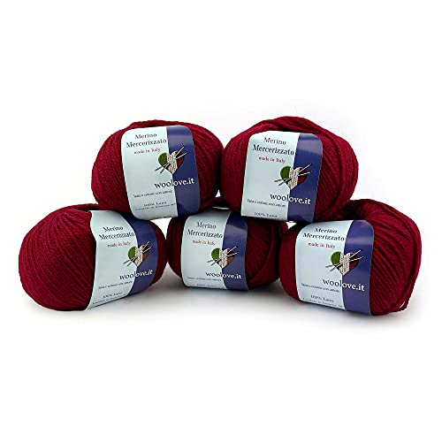 Tricot Cafè – Merzerisierte Merinowolle - Garn 100% reine Wolle Made in Italy - Wollknäuel zum Häkeln 5 pcs 250 gr Bordeaux 25 Tricot Cafè – Merzerisierte Merinowolle - Garn 100% reine Wolle Made in Italy - Wollknäuel zum Häkeln 5 pcs 250 gr Bordeaux 25 von TRICOT CAFE'