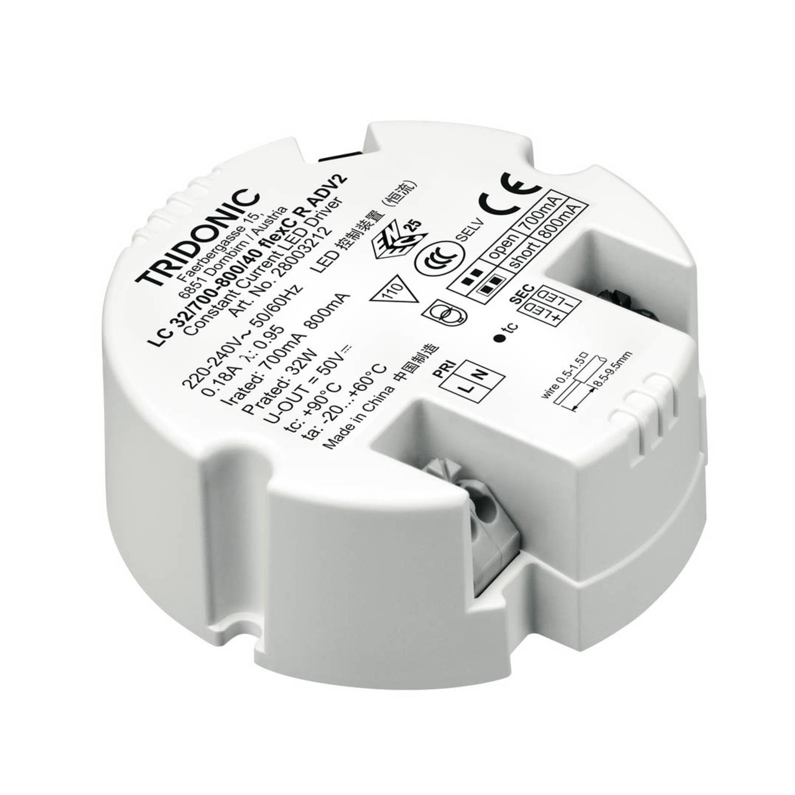 TRIDONIC LED-Treiber LC 32W 700-800mA flexC R ADV2 TRIDONIC LED-Treiber LC 32W 700-800mA flexC R ADV2 von TRIDONIC
