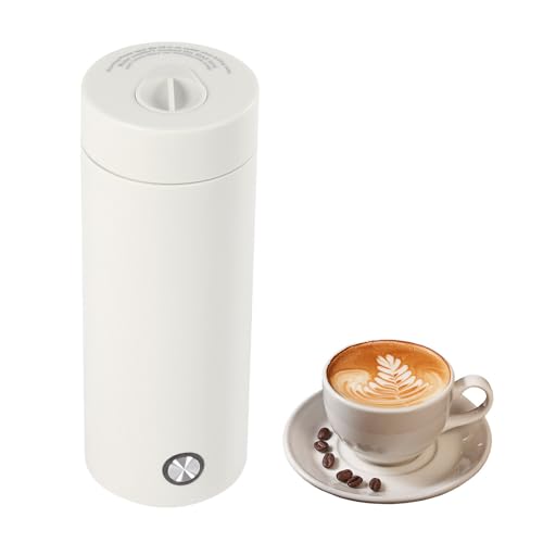 400ML Edelstahl Kleiner Tragbarer Wasserkocher Mini Elektrisch Wasserkocher für Tee, Milch, Kaffee (Weiß) von TRIEBAN