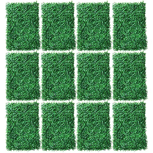 TRIEBAN 12 Stück 40X60cm Künstliche Pflanzen Wand Gefälschte Rasen Buchsbaum Grass Sichtschutz Pflanzenwand Matte mit künstlichen Hecke Efeu Pflanze UV-Geschützt von TRIEBAN