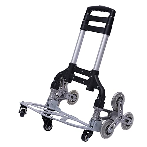 TRIEBAN Aluminium Sackkarre Klappbar, Sackkarre Treppensteiger mit 10 Rädern, Sackkarre Vollgummireifen Einkaufstrolley Transportkarre mit Schwarze wasserdichte Canvas Tasche von TRIEBAN