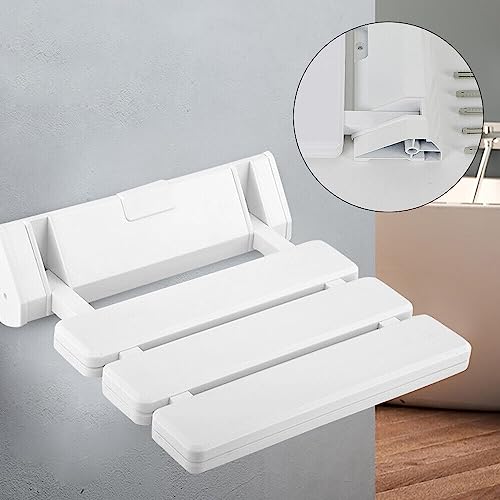 TRIEBAN Duschsitz, Klappbar Wandmontage Duschklappsitz Duschhocker Wasserdichter Dusche Sitzgelegenheit Stuhl für Duschräumen, Bädern Bis zu 130 Kg, Weiß von TRIEBAN