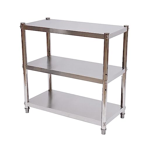 TRIEBAN Edelstahl Arbeitstisch, Küchentisch Arbeitstisch 3 Böden Edelstahltisch Gastronomie Regal 30KG für Speisekammern, Restaurants, Küchen, Großküchen 80x80x40cm von TRIEBAN