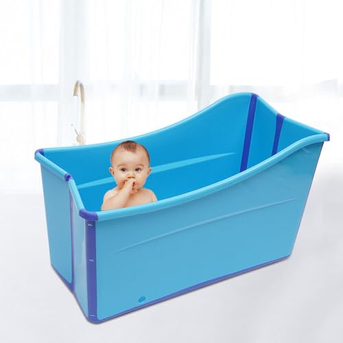 TRIEBAN Faltbare Badewanne Erwachsene Kinder Sauna Bad Klappbadewanne Wanne Mobile für Erwachsene und Kinder Wanne Spa Badesauna Klappbadewanne Wanne Faltbare Badewanne Kinder 100cm Blau von TRIEBAN